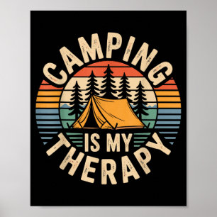 Camping is mijn therapie grappige camper poster