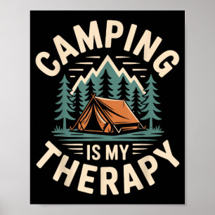 Camping is mijn therapie grappige camper poster