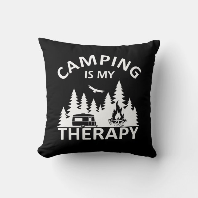 Camping is mijn therapie grappige camper slogan kussen (Voorkant)