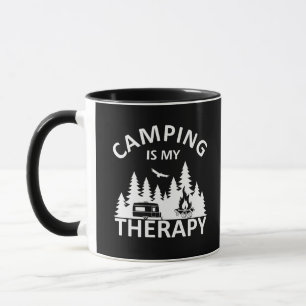 Camping is mijn therapie grappige camper slogan mok