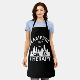 Camping is mijn therapie grappige camper slogan schort