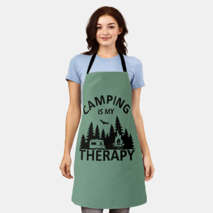Camping is mijn therapie grappige camper slogan schort