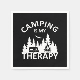 Camping is mijn therapie grappige camper slogan servet