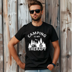 Camping is mijn therapie grappige camper slogan t-shirt
