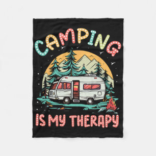 Camping is mijn therapie kampvuur zomerkamp famili fleece deken