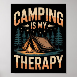 Camping is mijn therapie leuke outdoor kampvuur fa poster