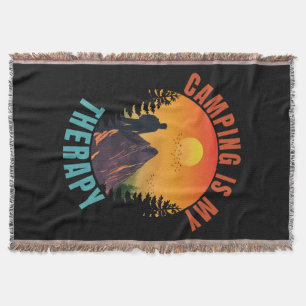 Camping is mijn therapie outdoor vakantiegeschenk deken