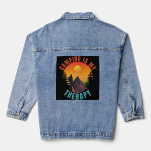 Camping is mijn therapie outdoor vakantiegeschenk denim jacket