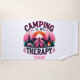 Camping is mijn therapie strandlaken