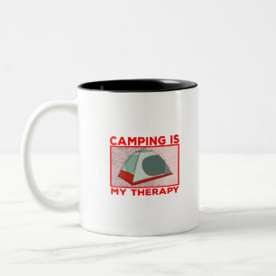Camping is mijn therapie tweekleurige koffiemok