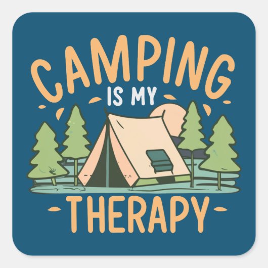 Camping is mijn therapie vierkante sticker (Voorkant)