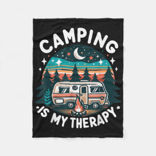 Camping is mijn therapie zomervakantie familie mat fleece deken