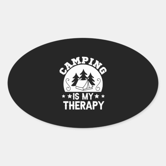Camping is my therapy ovale sticker (Voorkant)