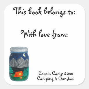 Camping is onze favoriet Tent en bergen in pot ex- Vierkante Sticker
