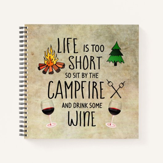 Camping Journal Campfire and Wine Notitieboek (Voorkant)