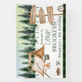 Camping Kampvuur S'mores Buiten Verjaardag Spandoek (Verticaal)