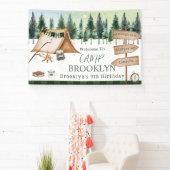 Camping Kampvuur S'mores Buiten Verjaardag Spandoek (Insitu)