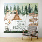 Camping Kampvuur S'mores Outdoor Verjaardag Wandkleed (In Situ (horizontaal))