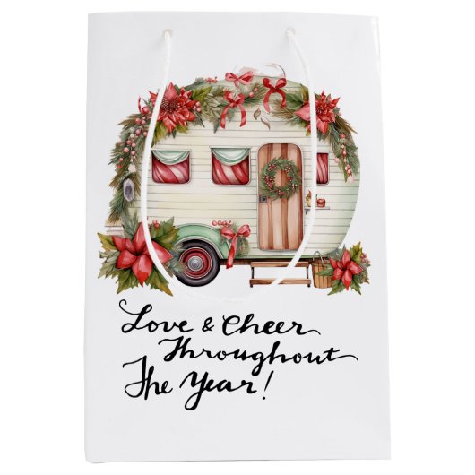 Camping Kerst thema Camper Medium Cadeauzakje (Voorkant)