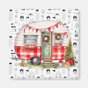 Camping Kerst thema voor Camper Magneet