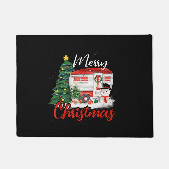 Camping Kerstbomen Shirt Licht Gift Camping L Deurmat (Voorkant)