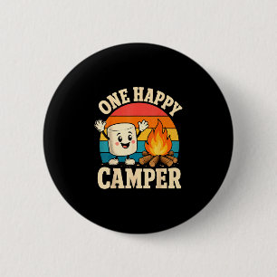 Camping kinderen schattig marshmallow kampvuur  ronde button 5,7 cm