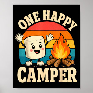 Camping kinderen schattige marshmallow kampvuur poster