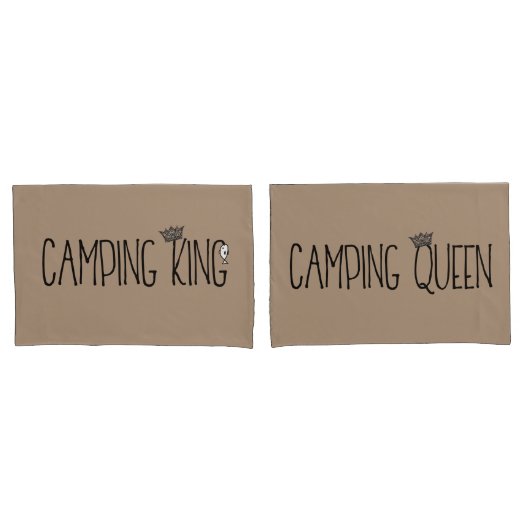 "Camping King and Camping Queen" Kussensloop (Voorkant-Set)