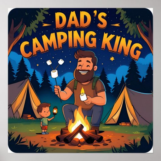 Camping King Dad Digitaal Poster Kunstdruk (Voorkant)