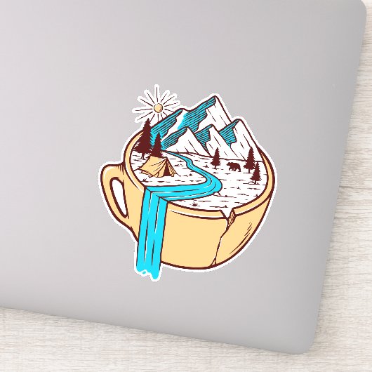 Camping Koffie Wilde Dieren Vinyl Stickers (Detail)