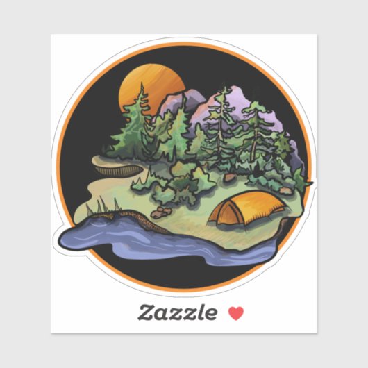 Camping Landschap Sticker (Vel)