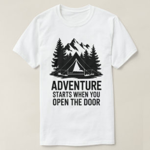Camping Leven Bos Tent Deur Avontuur Quote T-shirt