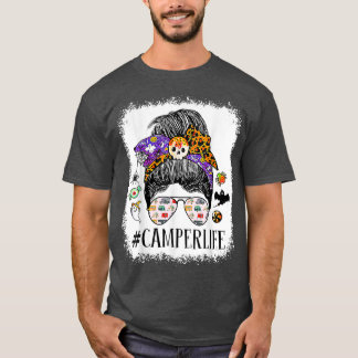 Camping Life Camper Life Mam Messy Hair Bun Hallow T-shirt