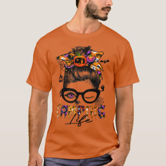 Camping Life Halloween Costume Messy Bun Pumpkin T-shirt