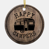Camping Life Happy Campers Rustic Wood Keramisch Ornament (Voorkant)