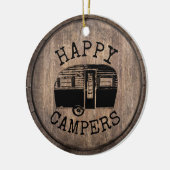 Camping Life Happy Campers Rustic Wood Keramisch Ornament (Links)