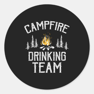 Camping Lovers Camper van het Team van het kampvuu Ronde Sticker