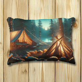 Camping met verlichting accent kussen