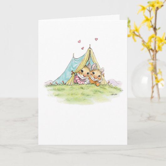 Camping Mice Jubileum Kaart (Gele Bloem)