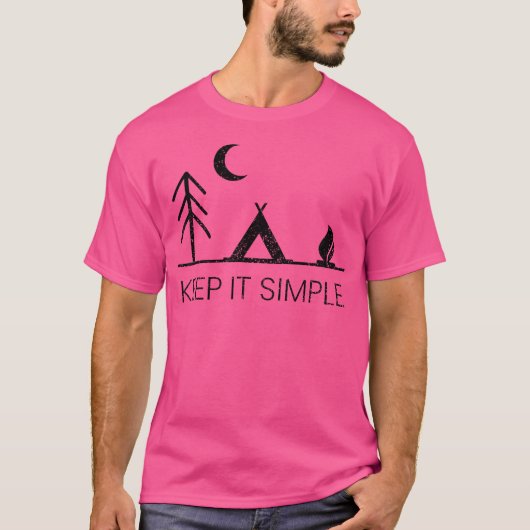 Camping - Minimalist Keep It Simple Outdoor Gift T-shirt (Voorkant)