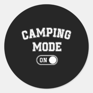 Camping Modus Aan Grappig Kampeerder Cadeau Natuur Ronde Sticker
