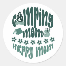 Camping moeder - gelukkige moeder, schattige mama  ronde sticker