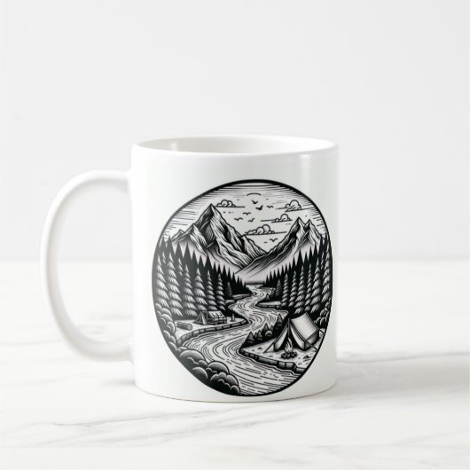 Camping Mok, emaille Mok voor kampeerders, Mok (Links)