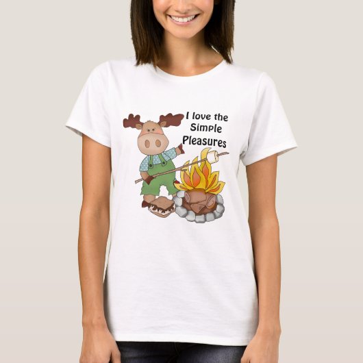 Camping Moose cartoon leuke t-shirt (Voorkant)