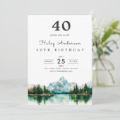 Camping Mountain 40th Birthday Party Invitation (Debout devant)