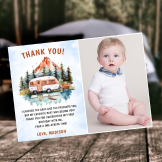 Camping Mountain Rustic Birthday Carte de remercie