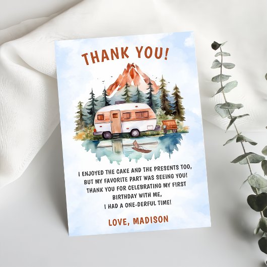 Camping Mountain Rustic Birthday Carte de remercie