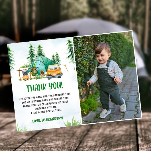Camping Mountain Rustic Photo Carte de remerciemen