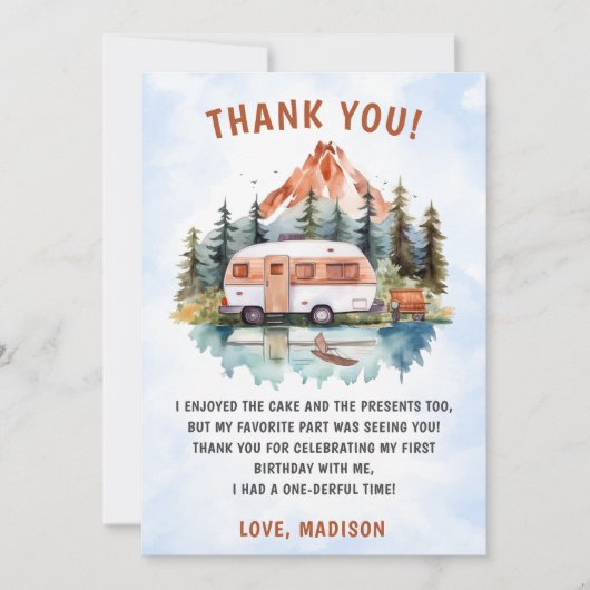 Camping Mountain Rustic Verjaardag Dank u kaart (Voorkant)
