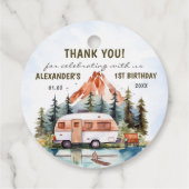 Camping Mountain Rustic verjaardagsfeestje Bedankjes Labels (Achterkant)